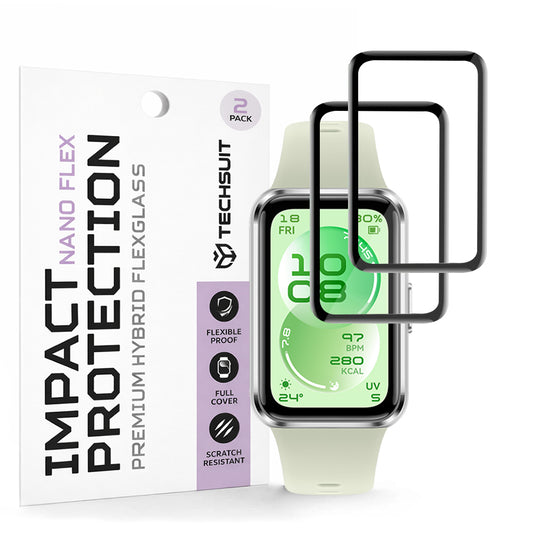 Pellicola Protettiva Techsuit Nano Flex per Huawei Band 11, Set 2 pezzi, Plastica, Nera