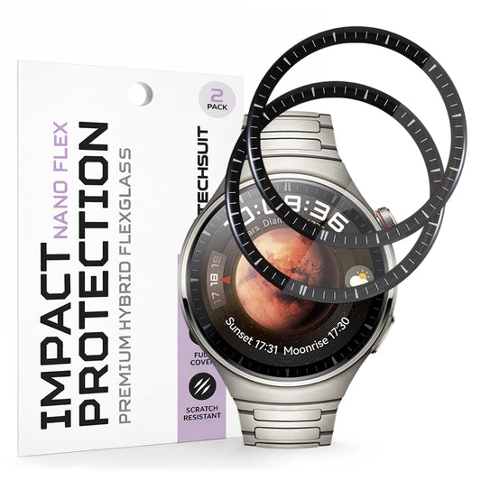 Pellicola Protettiva Techsuit Nano Flex per Huawei Watch 4 Pro, Set 2 pezzi, Plastica, Nera