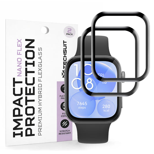 Pellicola Protettiva Techsuit Nano Flex per Huawei Watch Fit 3, Set 2 pezzi, Plastica, Nera