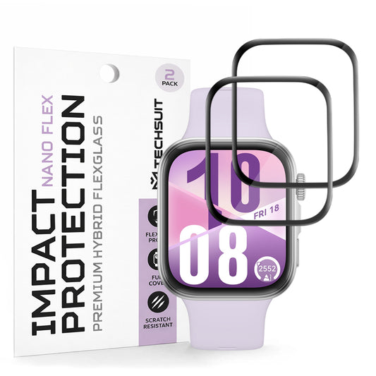 Pellicola Protettiva Techsuit Nano Flex per Huawei Watch Fit 4, Set 2 pezzi, Plastica, Nera