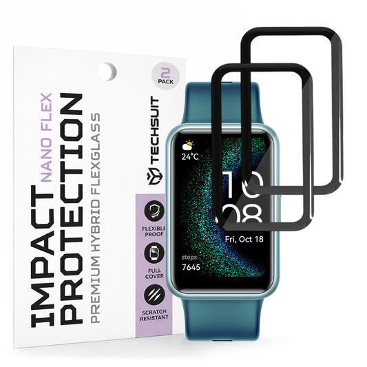 Pellicola Protettiva Techsuit Nano Flex per Huawei Watch FIT SE, Set 2 pezzi, Plastica, Nera