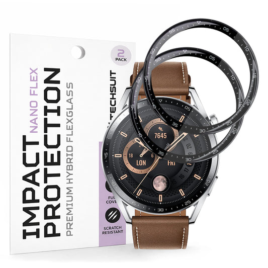 Pellicola Protettiva Techsuit Nano Flex per Huawei Watch GT 3 46mm, Set 2 pezzi, Plastica, Nera