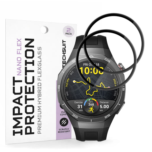 Pellicola Protettiva Techsuit Nano Flex per Huawei Watch GT 5 Pro 46mm, Set 2 pezzi, Plastica, Nera