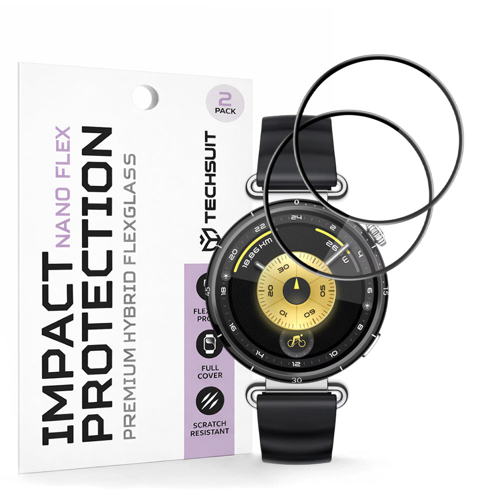 Pellicola Protettiva Techsuit Nano Flex per Huawei Watch GT 6 41mm, Set 2 pezzi, Plastica, Nera