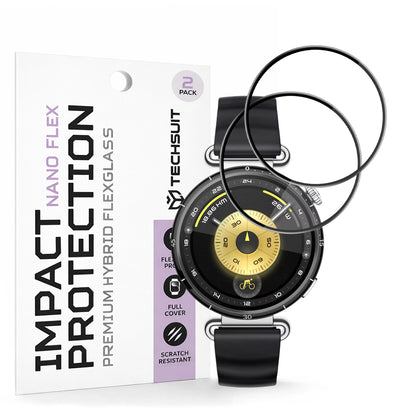 Pellicola Protettiva Techsuit Nano Flex per Huawei Watch GT 6 41mm, Set 2 pezzi, Plastica, Nera
