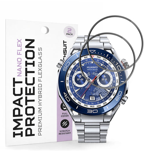 Pellicola Protettiva Techsuit Nano Flex per Huawei Watch Ultimate 2 / Ultimate, Set 2 pezzi, Plastica, Nera