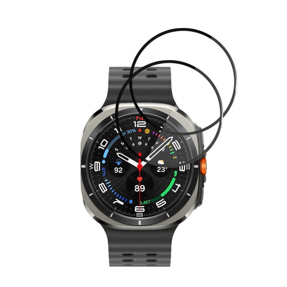 Pellicola Protettiva Techsuit Nano Flex per Samsung Galaxy Watch Ultra, Set 2 pezzi, Plastica, Nera
