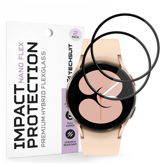 Pellicola Protettiva Techsuit Nano Flex per Samsung Galaxy Watch4 40mm, Set 2 pezzi, Plastica, Nera