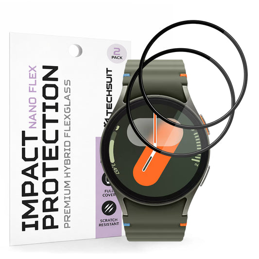 Pellicola Protettiva Techsuit Nano Flex per Samsung Galaxy Watch7 40mm, Set 2 pezzi, Plastica, Nera