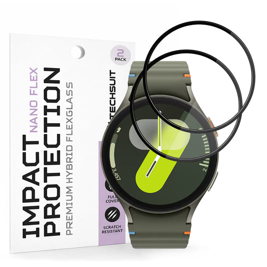 Pellicola Protettiva Techsuit Nano Flex per Samsung Galaxy Watch7 44mm, Set 2 pezzi, Plastica, Nera