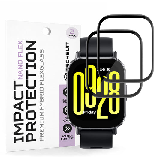 Pellicola Protettiva Techsuit Nano Flex per Xiaomi Redmi Watch 5 Active, Set 2 pezzi, Plastica, Nera