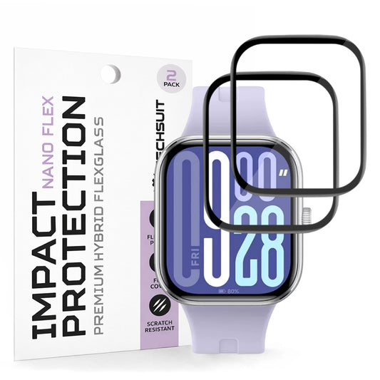 Pellicola Protettiva Techsuit Nano Flex per Xiaomi Redmi Watch 5, Set 2 pezzi, Plastica, Nera