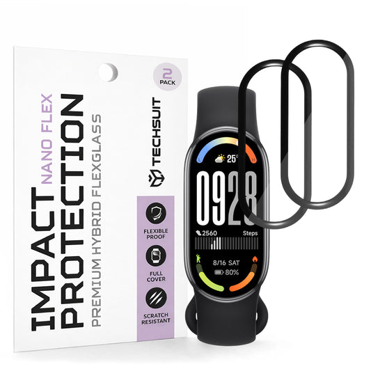 Pellicola Protettiva Techsuit Nano Flex per Xiaomi Smart Band 10, Set 2 pezzi, Plastica, Nera