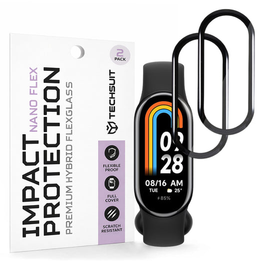 Pellicola Protettiva Techsuit Nano Flex per Xiaomi Smart Band 8, Set 2 pezzi, Plastica, Nera