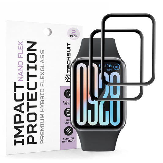 Pellicola Protettiva Techsuit Nano Flex per Xiaomi Smart Band 9 Pro, Set 2 pezzi, Plastica, Nera