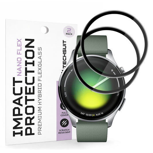 Pellicola Protettiva Techsuit Nano Flex per Xiaomi Watch 5, Set 2 pezzi, Plastica, Nera