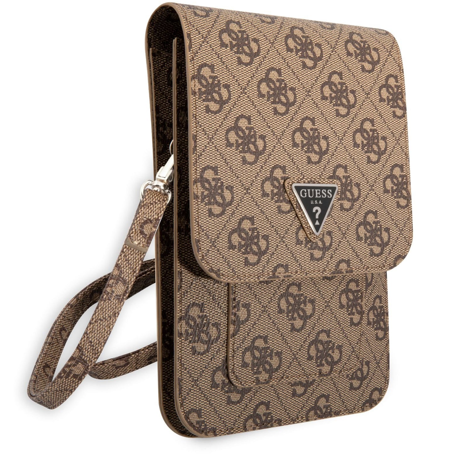 Borsa Universale per Telefono, Guess, 4G Triangle Logo, Marrone