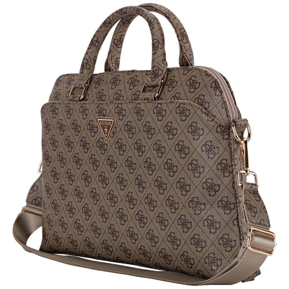 Borsa Guess 4G Triangle Logo per Laptop 15inch, Marrone