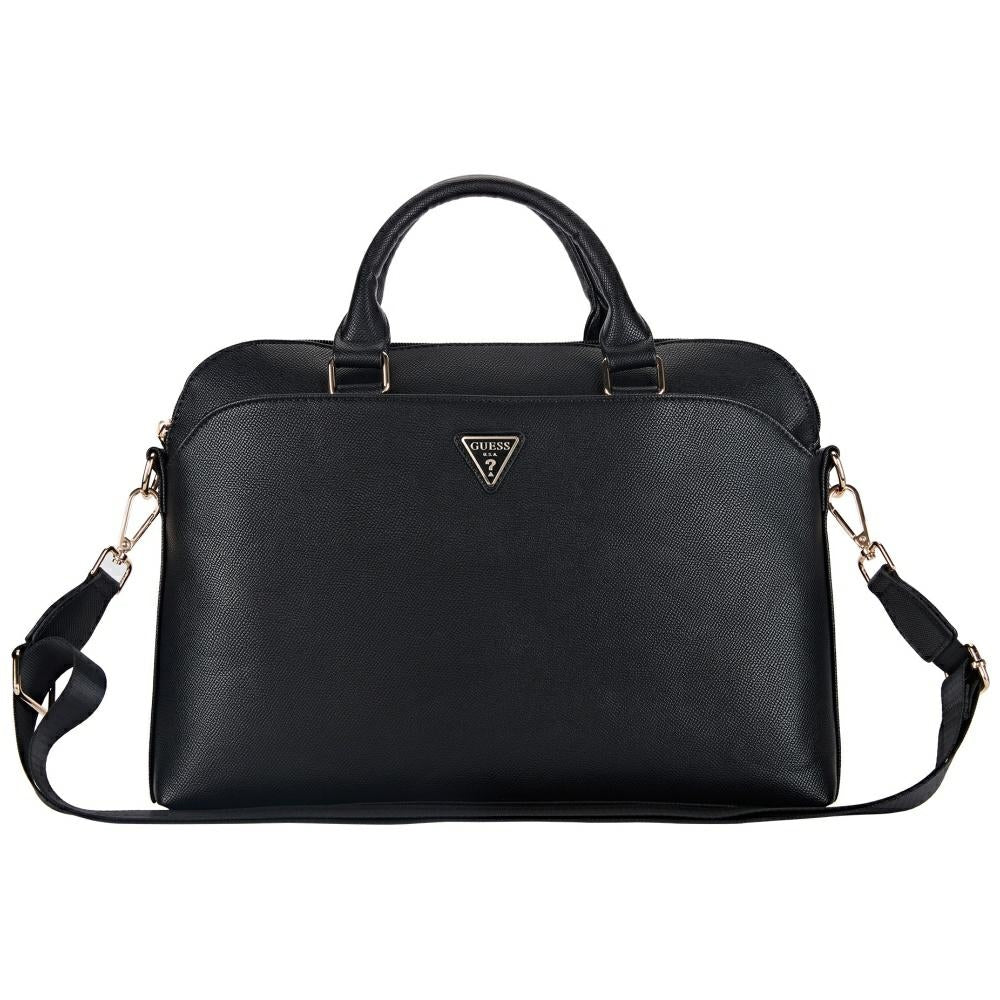 Guess Grained Triangle Logo Laptop Bag 15inch, Black