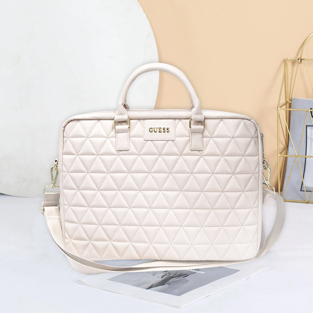 Guess Quilted Bag for 15-inch Laptop, Pink