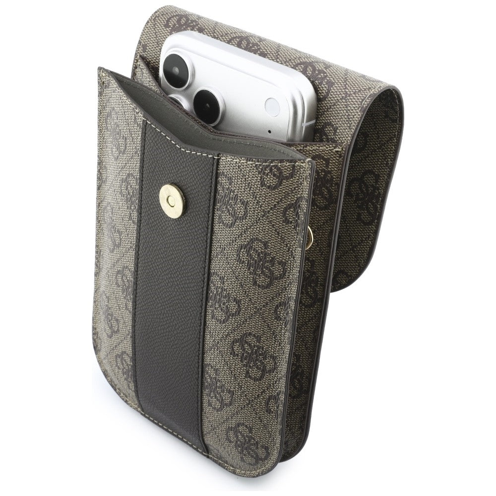 Borsa Universale per Telefono, Guess, 4G Classic Logo Stripe, Marrone