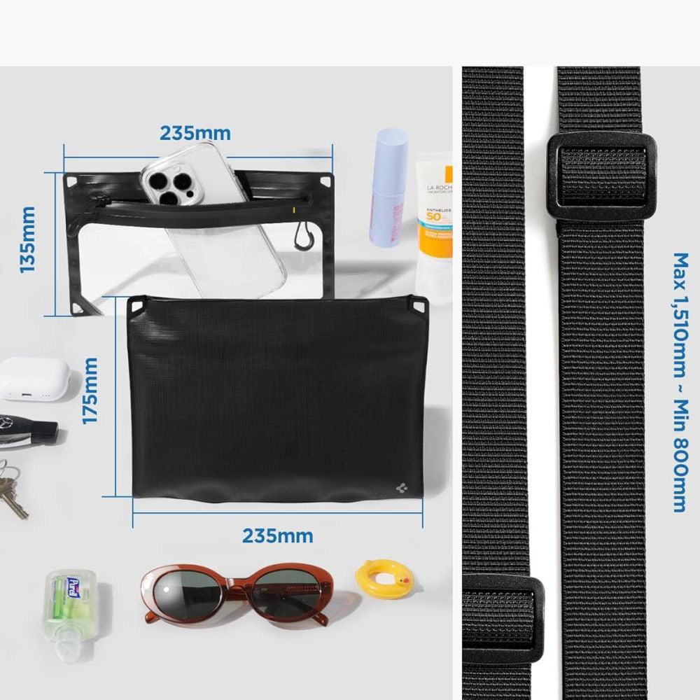 Borsa e Custodia Waterproof Universale Spigen Crossbag, Nera AMP09746