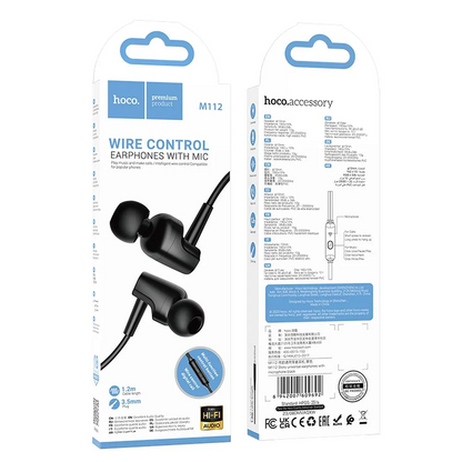 Auricolare 3.5mm HOCO M112, Nero