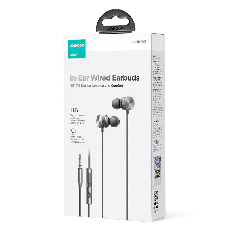 Handsfree 3.5mm Joyroom JR-EW03, Grigio