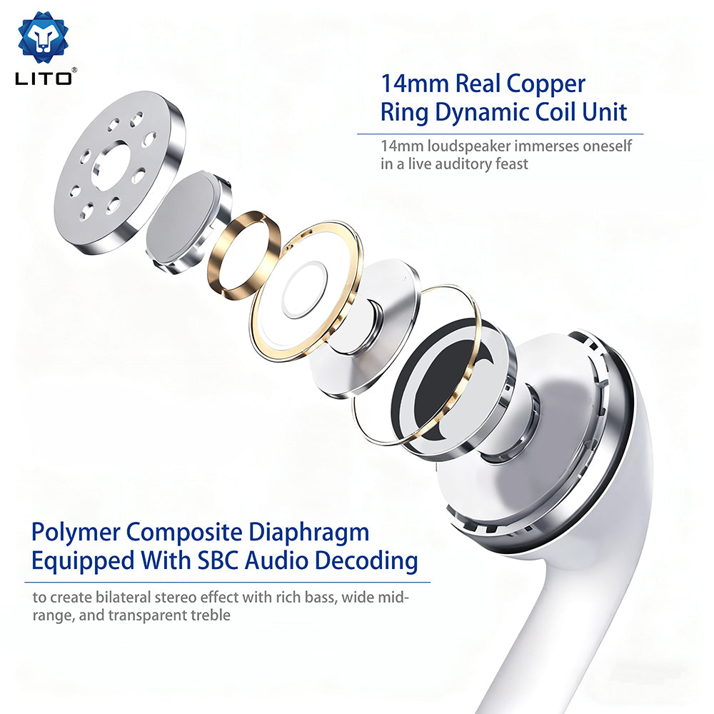 Auricolare 3.5mm / USB-C Lito LF03, Bianco