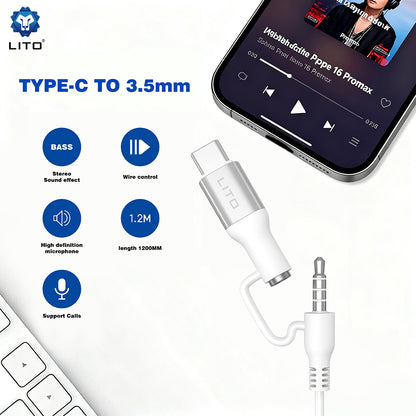 Auricolare 3.5mm / USB-C Lito LF03, Bianco