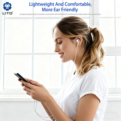 Auricolare 3.5mm / USB-C Lito LF03, Bianco