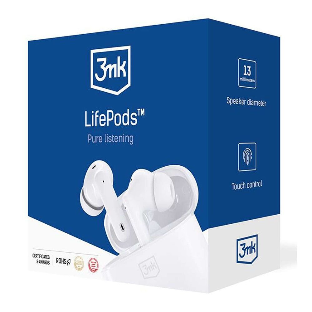 Auricolari Bluetooth 3MK LIFEPODS, TWS, ANC, Bianco