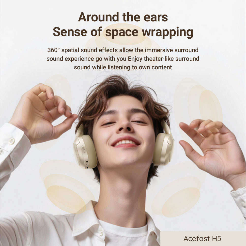 Handsfree Bluetooth Acefast H5, A2DP, ANC, White