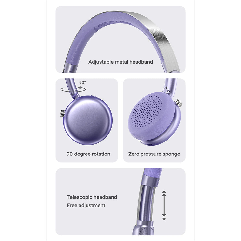 Handsfree Bluetooth Acefast H8, A2DP, ANC, Argento
