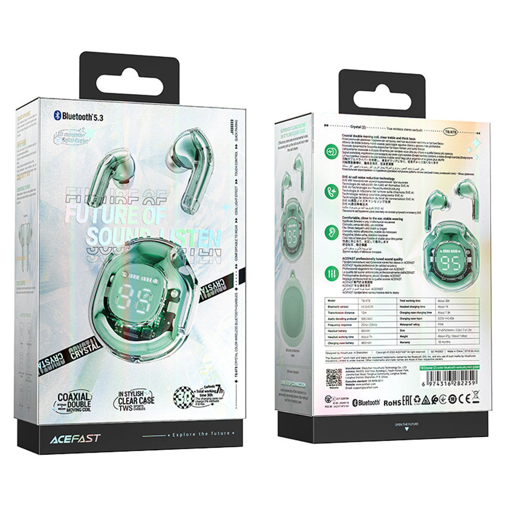 Auricolari Bluetooth Acefast T8, TWS, Verde
