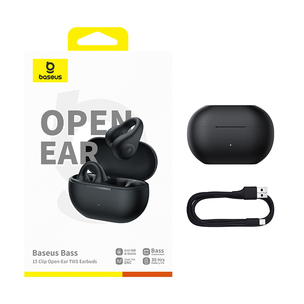 Handsfree Bluetooth Baseus Bass 15 Clip, TWS, Nero A00079500113-00