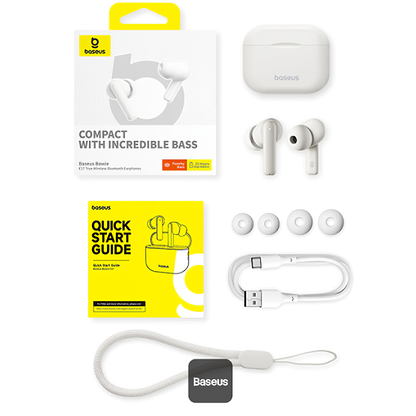 Baseus Bluetooth a mani libere Bowie E17, TWS, bianco A0007222200223-Z1 