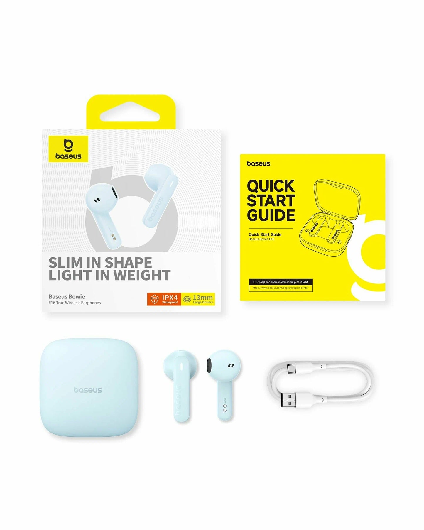 Auricolare Bluetooth Baseus Bowie E16, TWS, Blu A00061900313-01