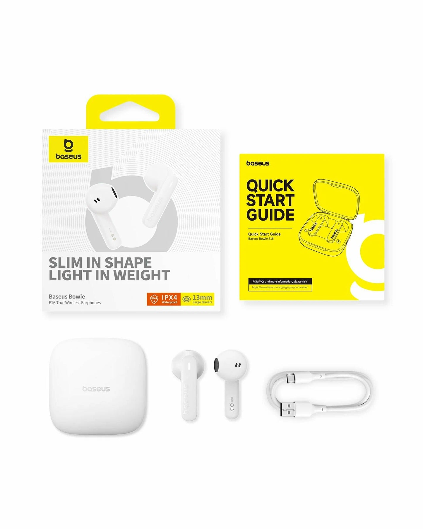 Baseus Bluetooth a mani libere Bowie E16, TWS, bianco A00061900223-00 