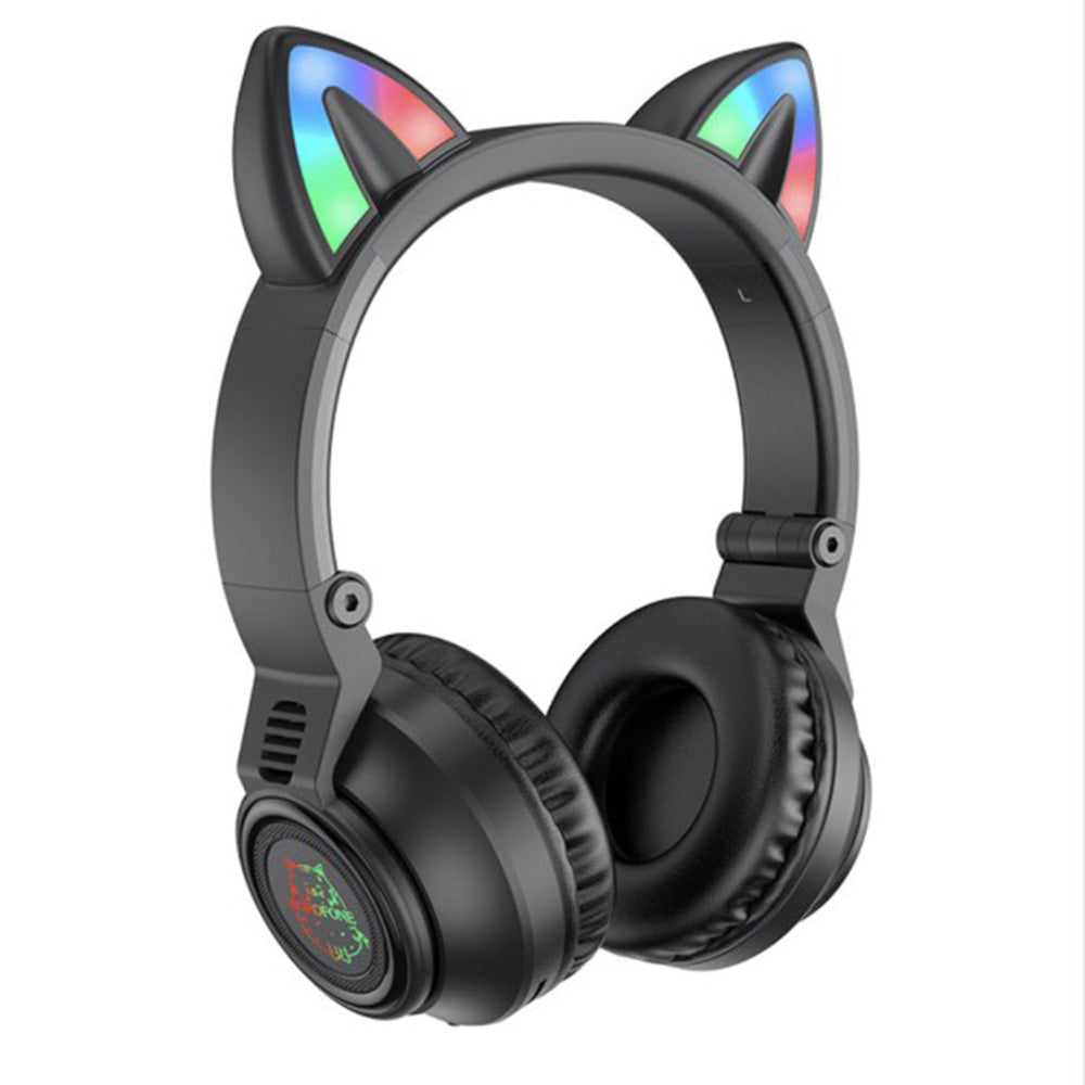 Auricolare Bluetooth Borofone BO18 Cat Ear, A2DP, Nero
