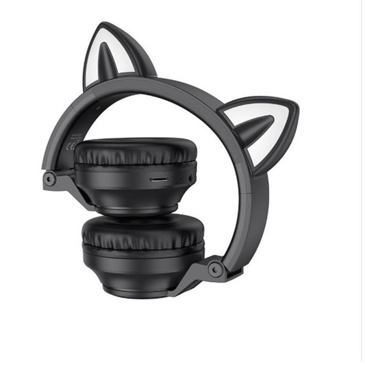 Auricolare Bluetooth Borofone BO18 Cat Ear, A2DP, Nero