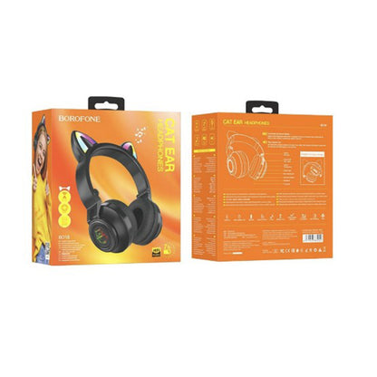 Auricolare Bluetooth Borofone BO18 Cat Ear, A2DP, Nero