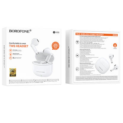 Auricolare Bluetooth Borofone BW88 Deep Rhyme, TWS, Bianco