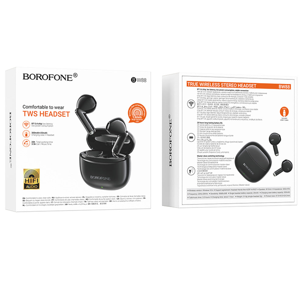 Auricolari Bluetooth Borofone BW88 Deep Rhyme, TWS, Nero