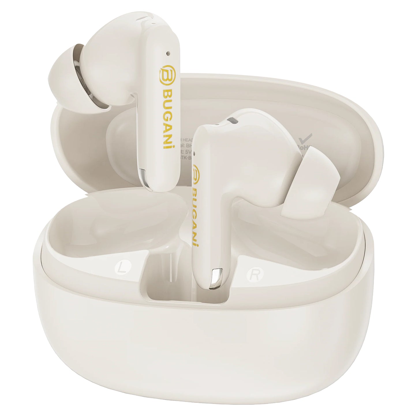 Auricolari Bluetooth Bugani Freebuds B20, TWS, ANC, Crema Chiaro