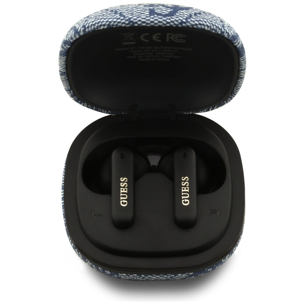 Auricolare Bluetooth Guess 4G Classic Metal Logo, TWS, Blu