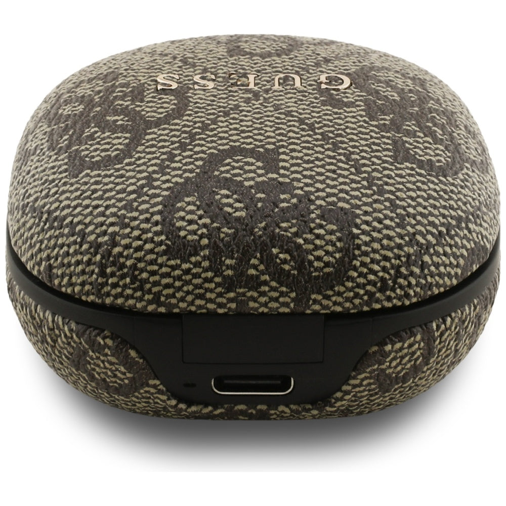Auricolari Bluetooth Guess 4G Classic con Logo Metallico, TWS, Marrone