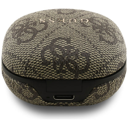Auricolari Bluetooth Guess 4G Classic con Logo Metallico, TWS, Marrone
