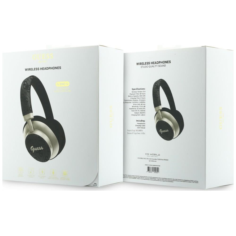 Auricolare Bluetooth Guess 4G Gold Script Metal, A2DP, Nero