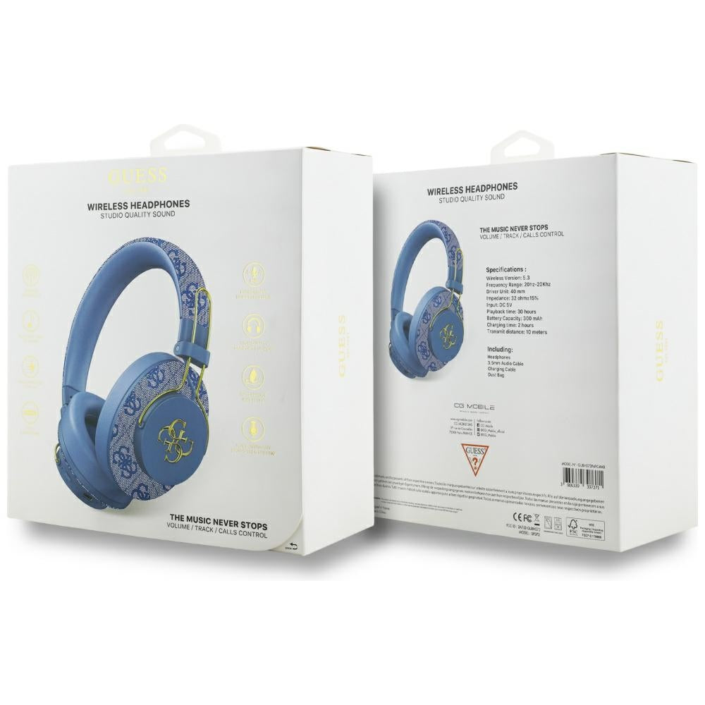 Auricolare Bluetooth Guess 4G con Logo Metallico, A2DP, Blu
